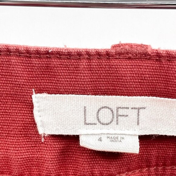 Loft Ann Taylor Utility Jogger Tapered Trouser Pants High Waisted Red Pink 4 - Picture 10 of 11